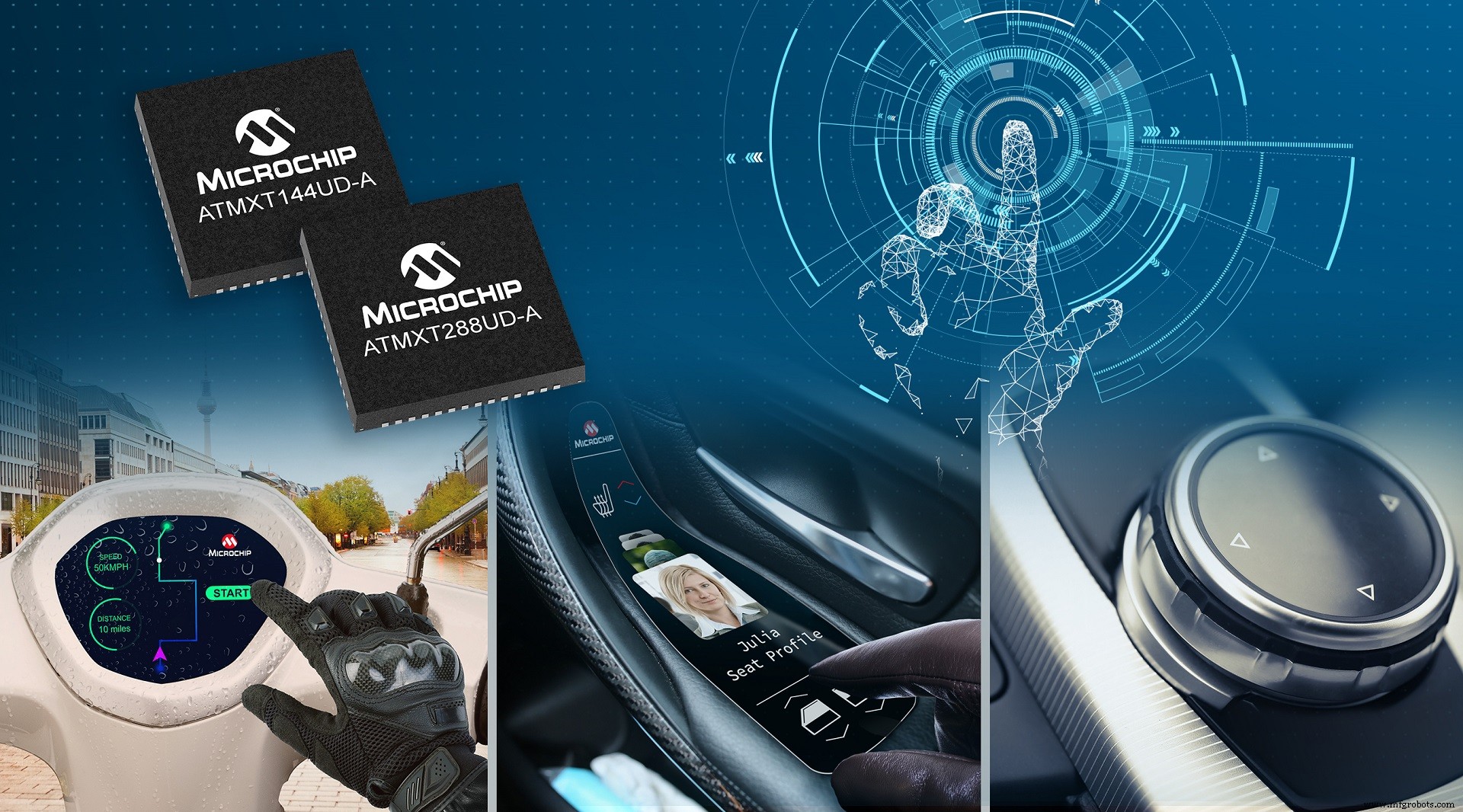 Microchip、自動車向けスマートサーフェス対応の超小型・耐候性タッチコントローラ「MXT288UD/144UD」を発表