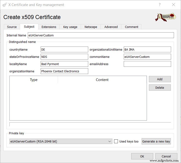 PLCnext ControlでOPC UA用カスタムセキュリティ証明書を設定