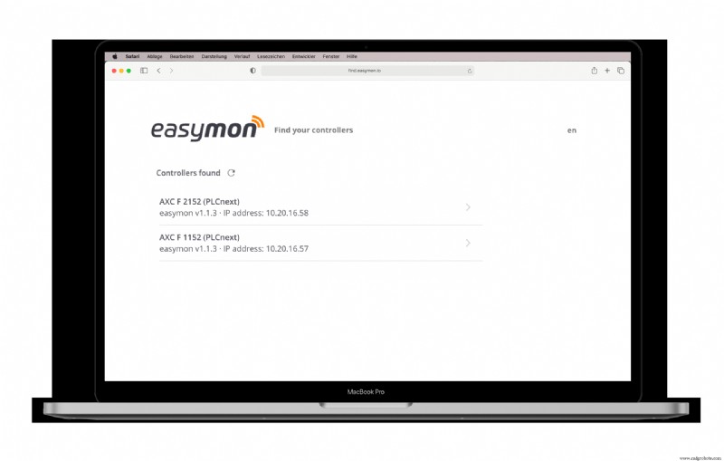 easymonファインダー:PLCnextシステムのリモート監視を容易に